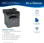 Brother Monochrome Laser Multifunction All-in-One Printer, MFC-L5700DW, Flexible Network Connectivity, Mobile Printing & Scanning, Duplex Printing, Dash Replenishment Ready, Black - Image 3